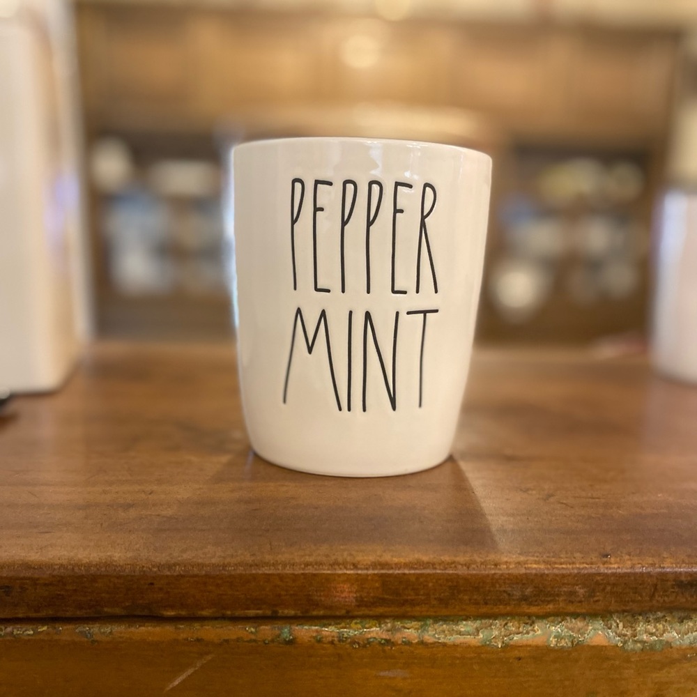 Rae Dunn Ceramic Peppermint Storage with Wooden lid😃